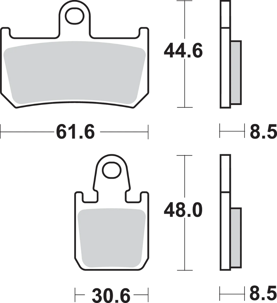 SBS HS Brake Pads - Yamaha - 839HS - Side View
