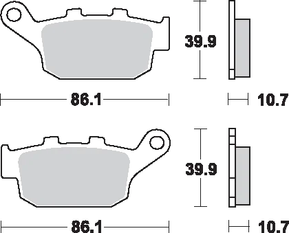 SBS LS Brake Pads - 614LS - Side View