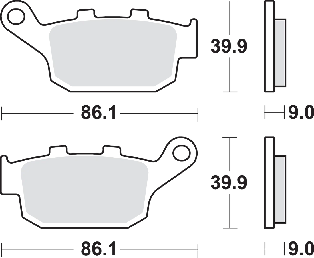 SBS LS Brake Pads - 881LS - Back View