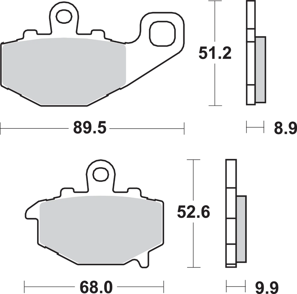 SBS LS Brake Pads - Kawasaki - 687LS - Side View