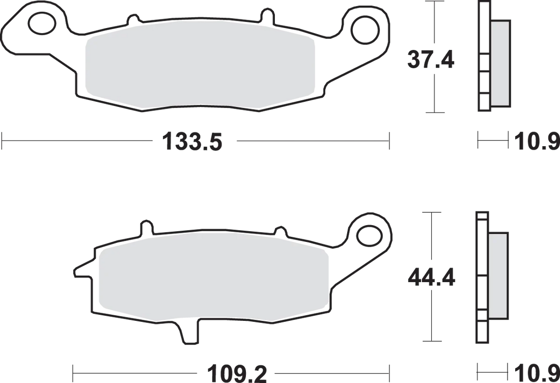 SBS LS Brake Pads - Kawasaki/Suzuki - 886LS - Side View