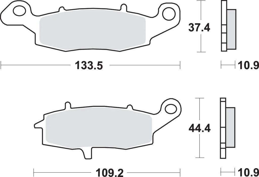 SBS LS Brake Pads - Kawasaki/Suzuki - 886LS - Side View