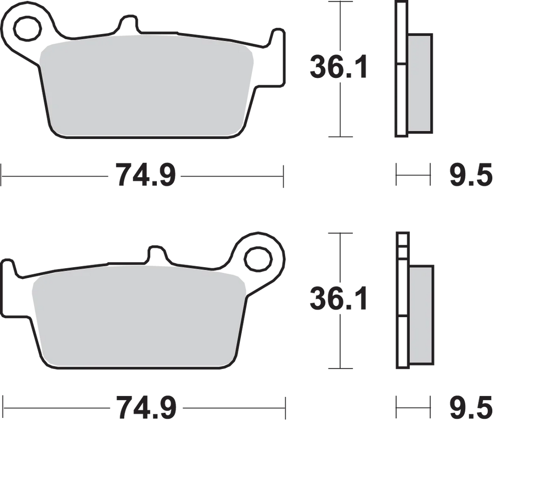 SBS Off-Road Sintered Brake Pads - Side View