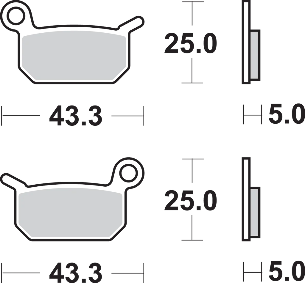 SBS Off-Road Sintered Brake Pads - KTM 50 - Side View