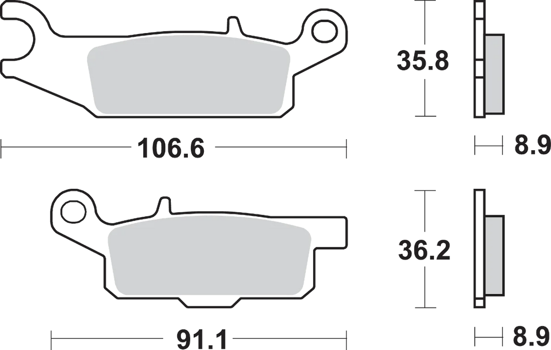 SBS Off-Road Sintered Brake Pads - YFM - Side View
