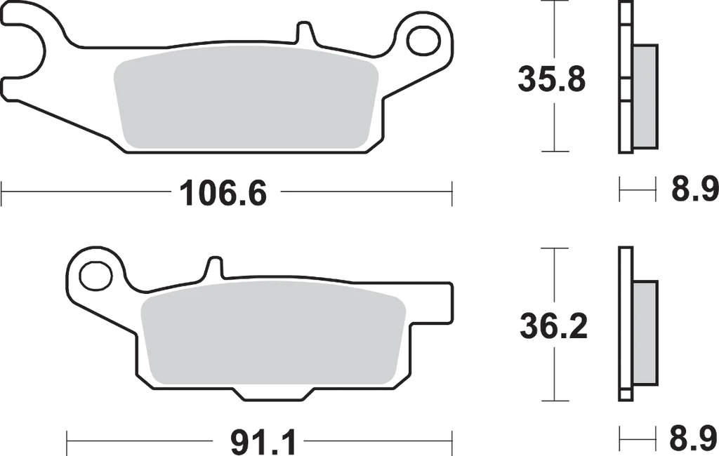 SBS Off-Road Sintered Brake Pads - YFM - Side View