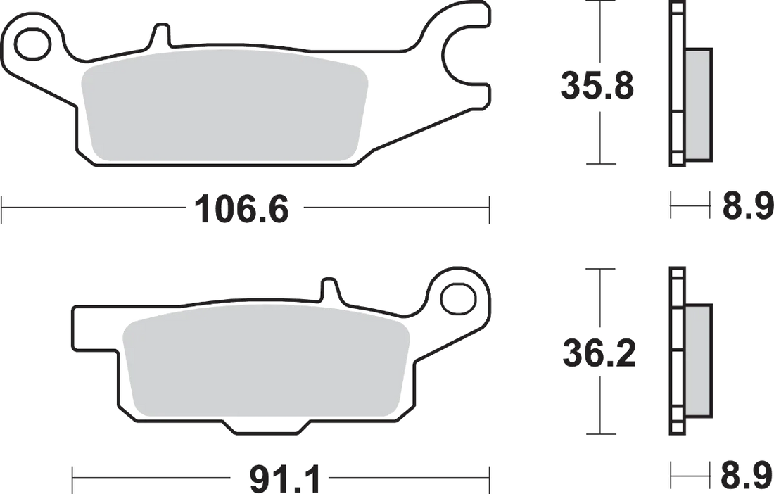SBS Off-Road Sintered Brake Pads - YFM - Side View