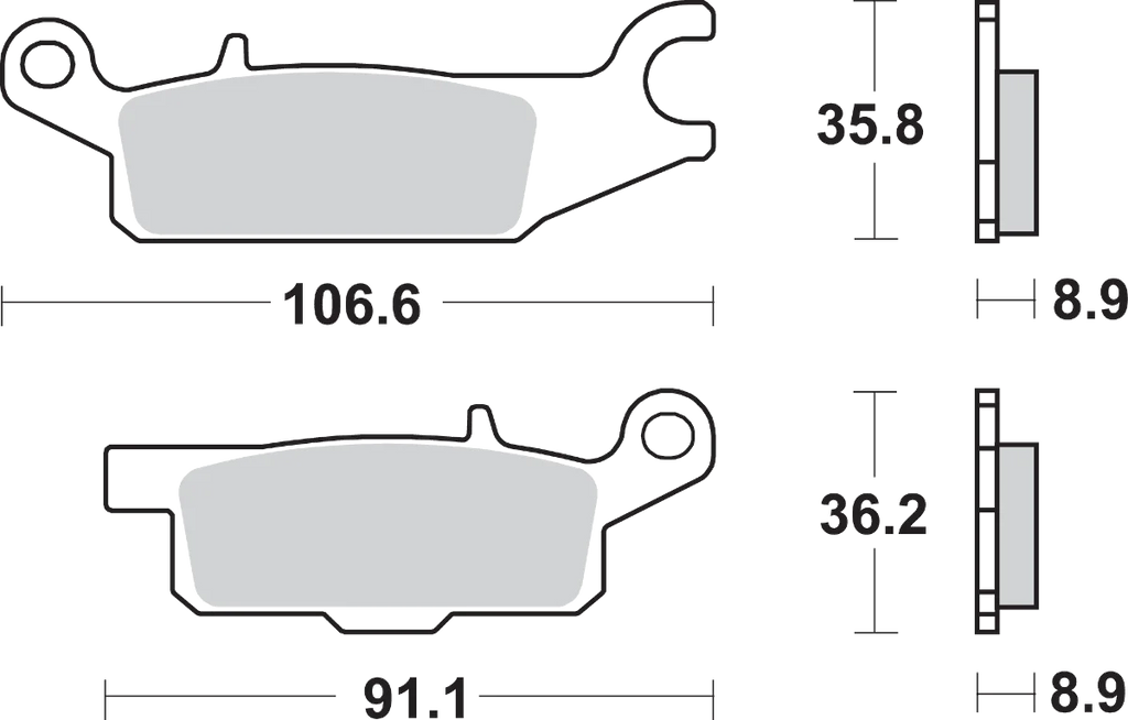 SBS Off-Road Sintered Brake Pads - YFM - Side View