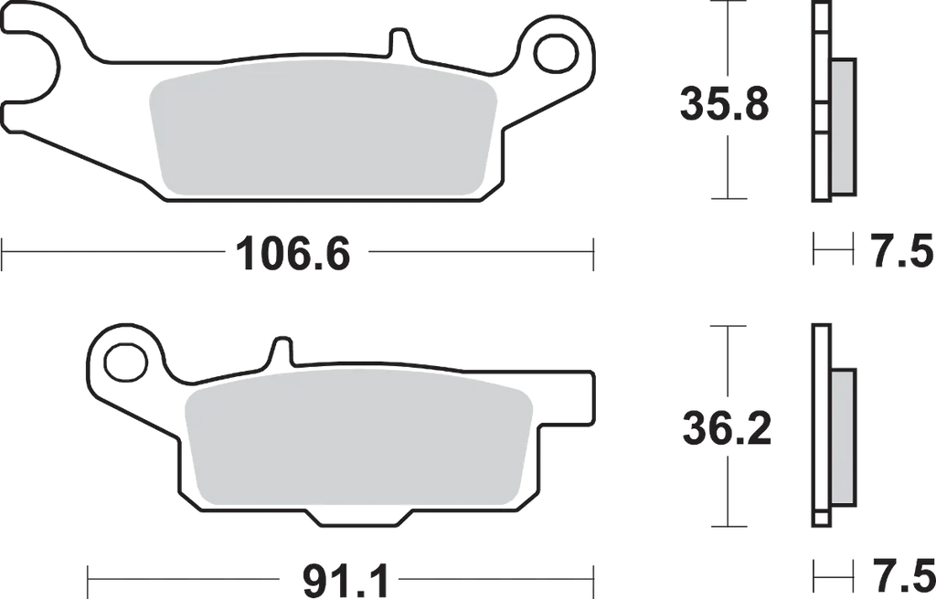 SBS Off-Road Sintered Brake Pads - Yamaha - Side View