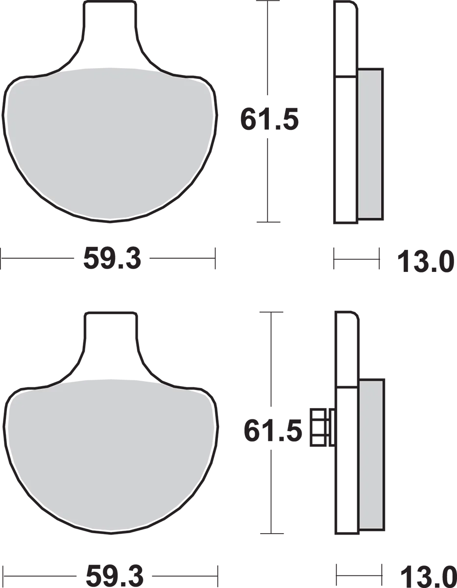 SBS Sintered Brake Pads - Harley-Davidson - Side View