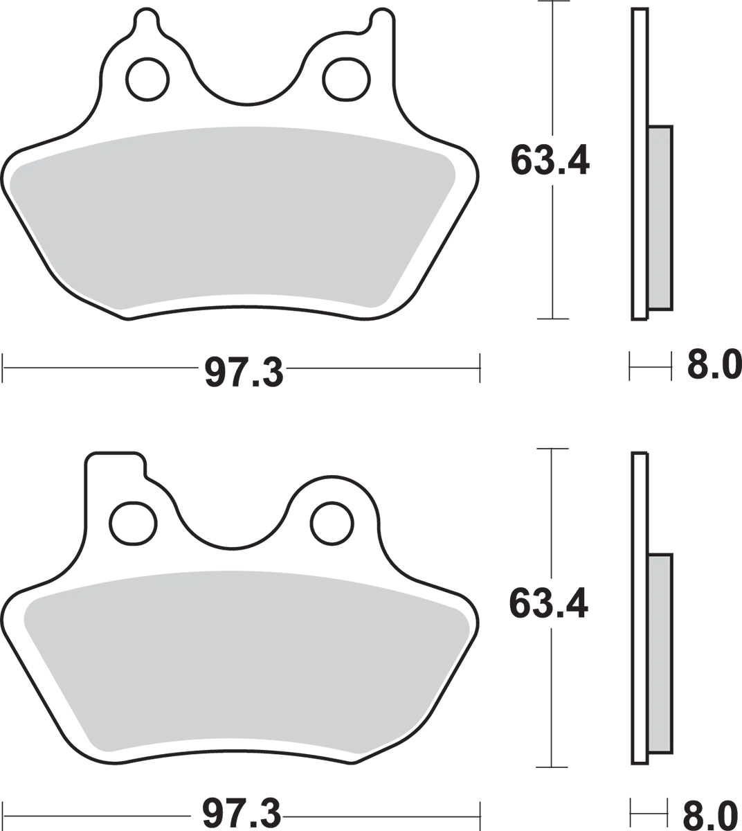 SBS Sintered Brake Pads - Harley-Davidson - Side View