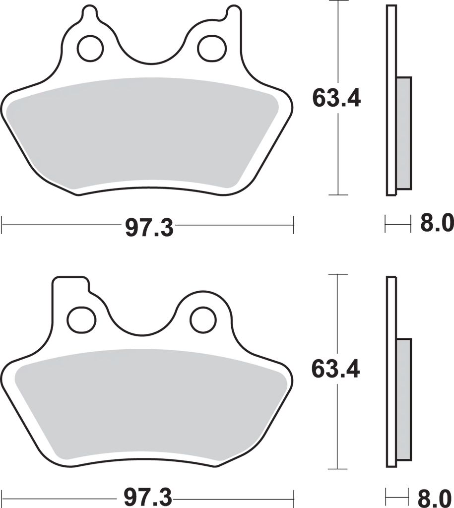 SBS Sintered Brake Pads - Harley-Davidson - Side View