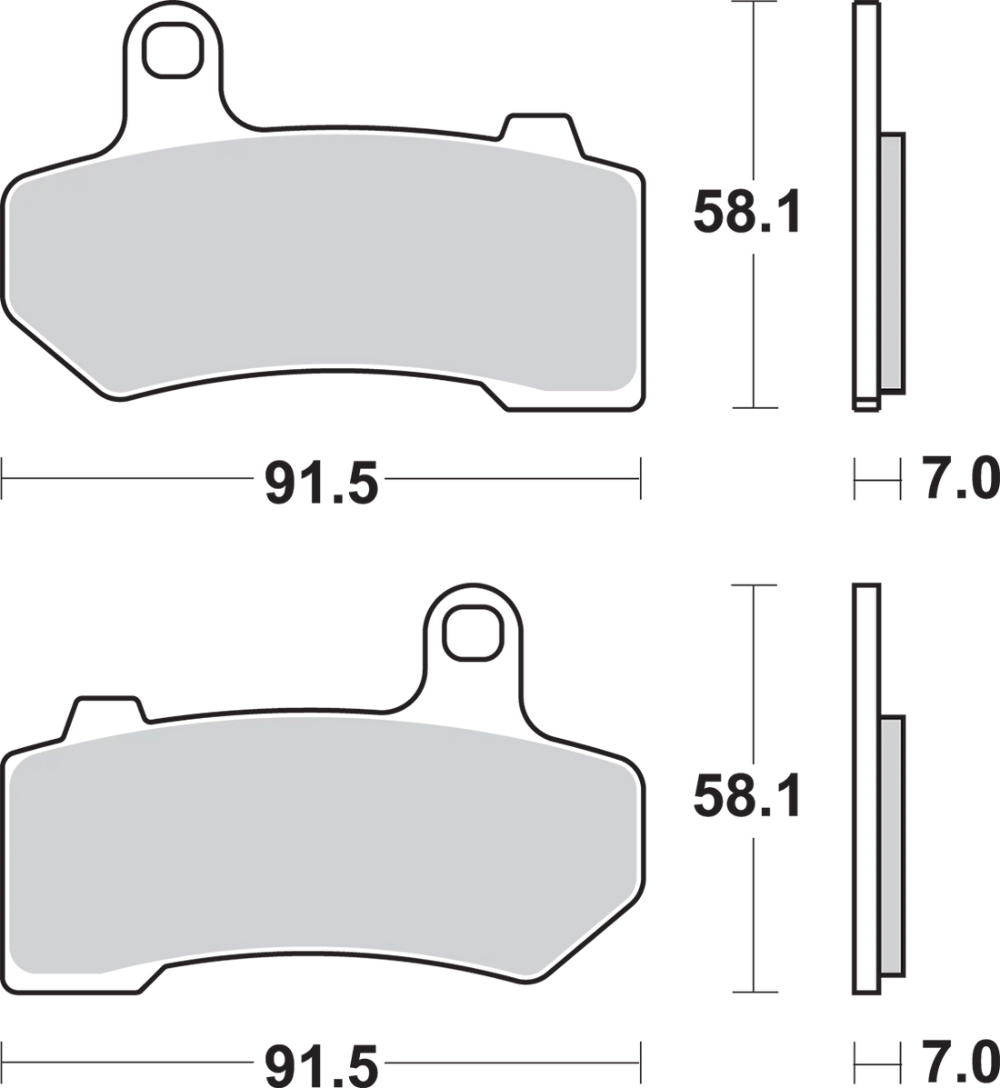 SBS Sintered Brake Pads - Harley-Davidson - Side View
