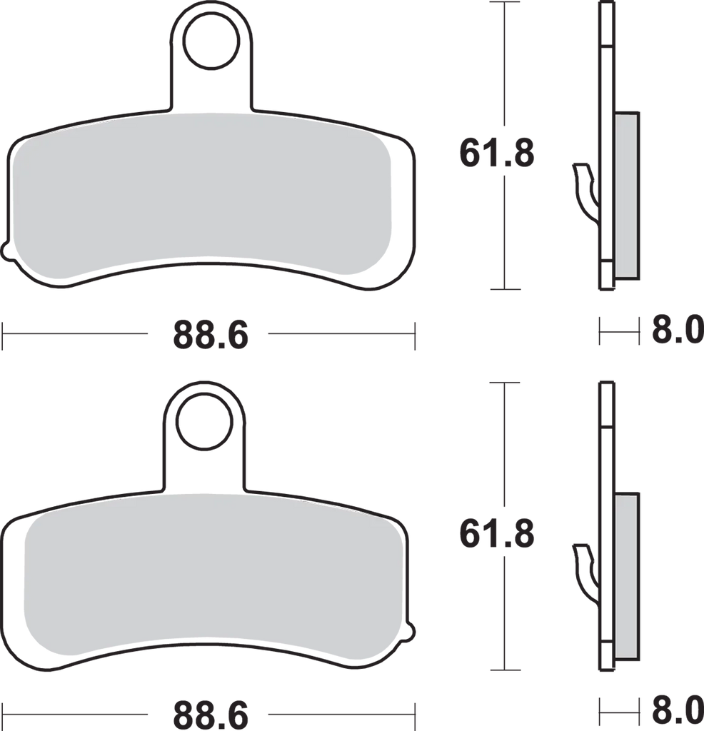 SBS Sintered Brake Pads - Harley-Davidson - Side View
