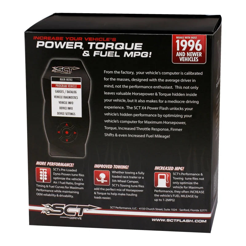 SCT Ford Cars & Trucks (Gas & Diesel) X4 Power Flash Programmer EO Certified - Back View