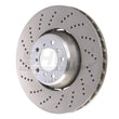 Load image into Gallery viewer, SHW 06-10 BMW M5 5.0L Left Front Cross-Drilled Lightweight Brake Rotor (34112282805) - Side View