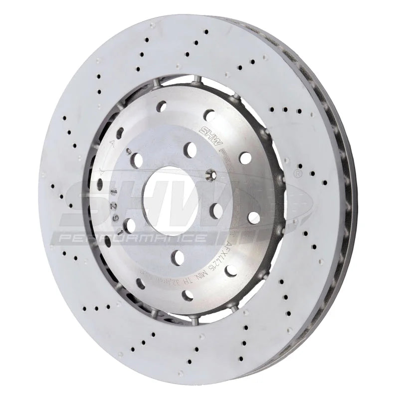 SHW 08-12 Audi R8 4.2L (Excl Ceramic Brakes) Front Drill-Dimp Lightweight Brake Rotor (420615301D) - Main Product View
