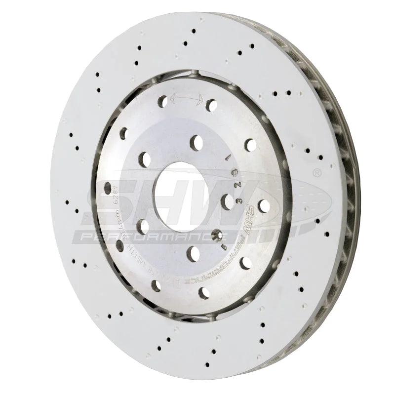 SHW 08-12 Audi R8 4.2L (Excl Ceramic Brakes) Rear Drill-Dimp Lightweight Brake Rotor (420615601F) - Main Product View