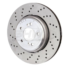 Load image into Gallery viewer, SHW 08-13 BMW M3 4.0L Left Rear Cross-Drilled Lightweight Brake Rotor (34212283803) - Main Product View