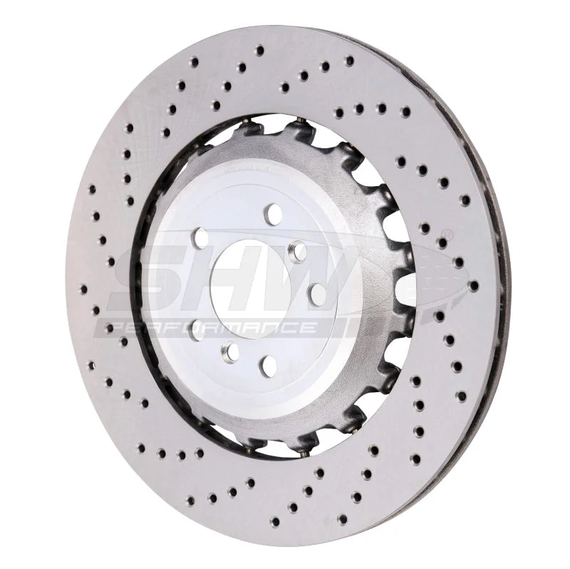 SHW 11-16 BMW M5 4.4L Left Rear Cross-Drilled Lightweight Brake Rotor (34212284103) - Main Product View