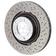 Load image into Gallery viewer, SHW 14-19 Porsche 911 Turbo 3.8L w/o Ceramics Right Front Drilled-Dimple LW Brake Rotor (9P1615302K) - Main Product View