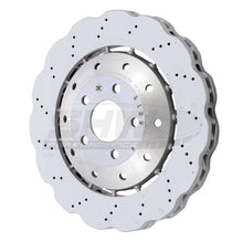 Load image into Gallery viewer, SHW 14-20 Audi R8 5.2L (Excl Ceramic Brake) Front Drilled-Dimpled LW Wavy Brake Rotor (4S0615301B) - Side View