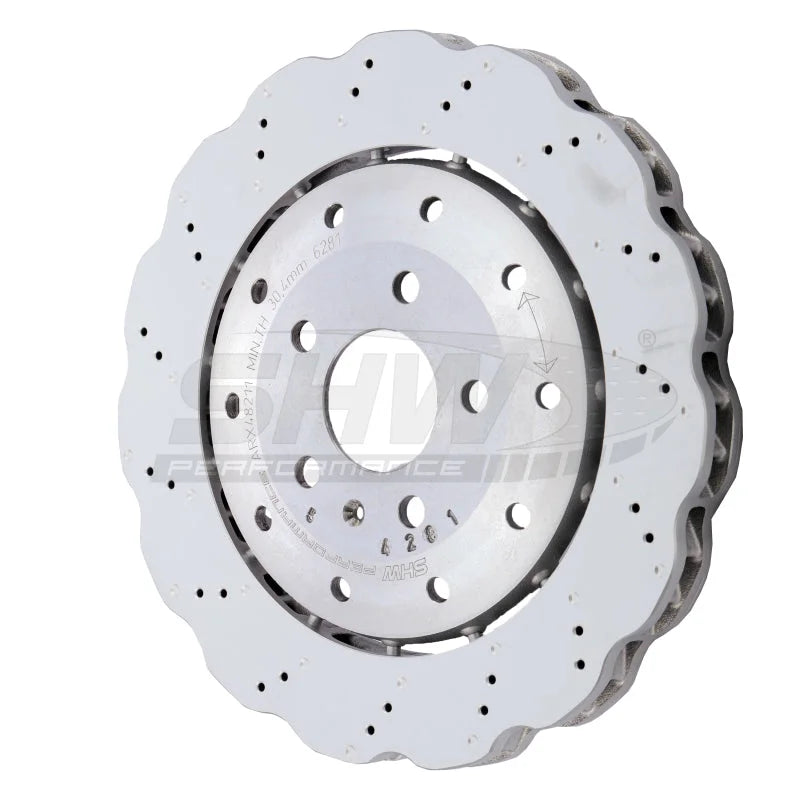SHW 14-20 Audi R8 5.2L (Excl Ceramic Brake) Rear Drill-Dimp Lightweight Wavy Brake Rotor(4S0615601B) - Side View