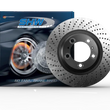 Load image into Gallery viewer, SHW 20-21 Porsche Carrera 4S 3.0L Left Rear Cross-Drilled Monobloc Brake Rotor (992615601A) - Side View