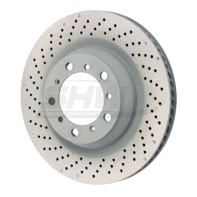 SHW 2016 Porsche Boxster Spyder w/o Ceramic Brakes Left Rear Drilled MB Brake Rotor (98135240300) - Main Product View