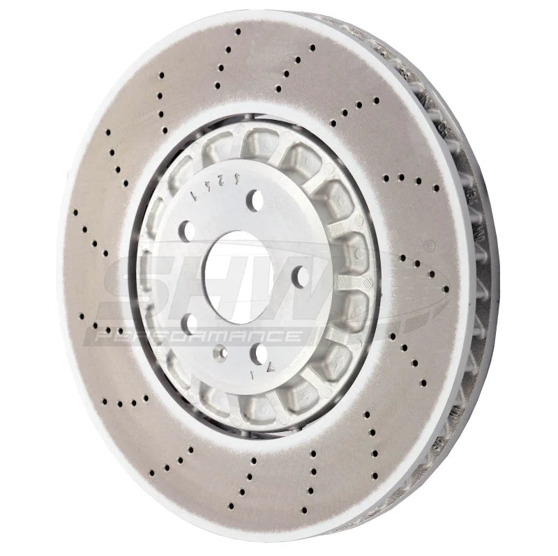 SHW 2020 Audi RSQ3 2.5L Front Cross-Drilled Lightweight Brake Rotor (European Model) (4M0615301BJ) - Main Product View