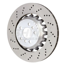 Load image into Gallery viewer, SHW 2020+ BMW X3 M 3.0L Left Rear Cross-Drilled Lightweight Brake Rotor (34118054827) - Main Product View