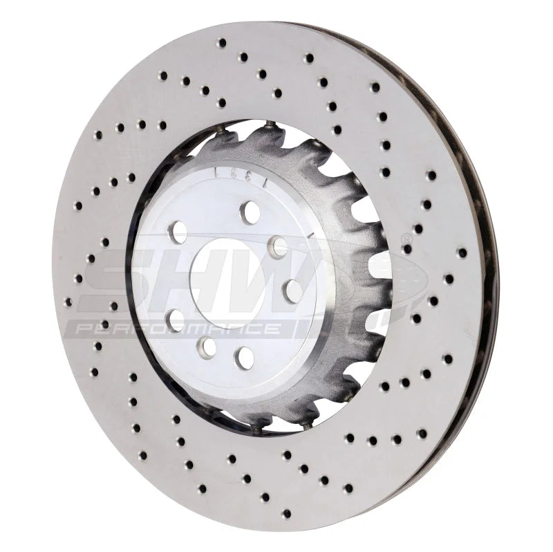 SHW 2020 BMW X5 M 4.4L Right Rear Cross-Drilled Lightweight Brake Rotor (34208074286) - Main Product View