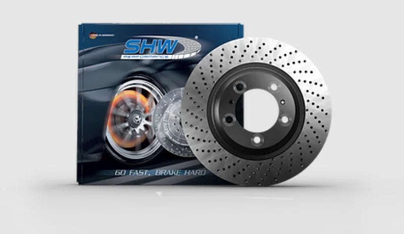 SHW 2021 Porsche Carrera 3.0L Left Front Cross-Drilled Monobloc Brake Rotor (992615301) - Main Product View