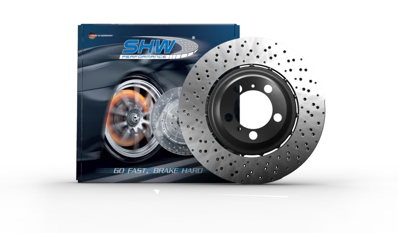 SHW Performance Right Front Cross-Drilled Lightweight Brake Rotor (34112282872) fits 2001-2006 BMW 330CI / 2001-2005 BMW 3...