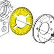 Load image into Gallery viewer, SPC Performance EZ Shim Dual Angle Camber/Toe Shim (Yellow) - Side View