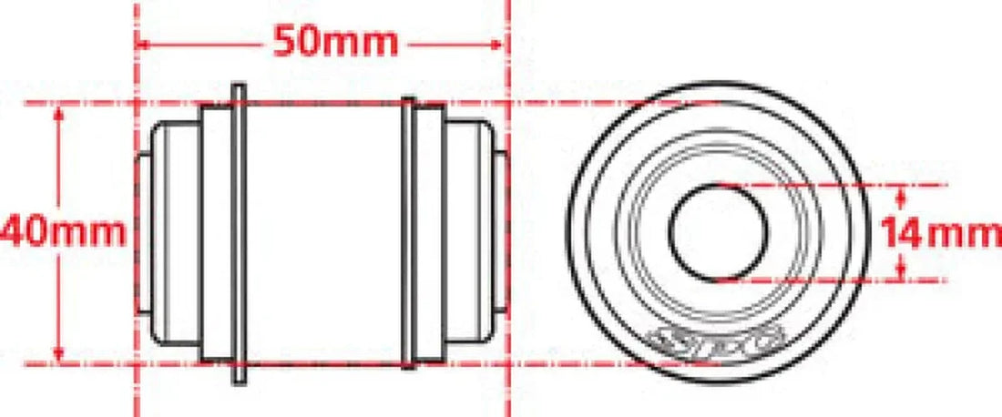 SPC Performance Flex Joint xAxis BUILDER SERIES 14mm ID X 40mm OD X 50mm Width - Detail View