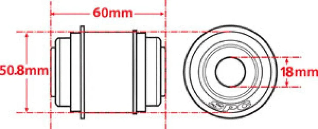 SPC Performance Flex Joint xAxis BUILDER SERIES 18mm ID X 50.8mm OD X 60mm Width - Detail View