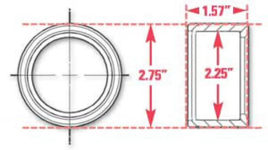 SPC Performance Weld-In Ring Kit 2.25 in. ID - Side View