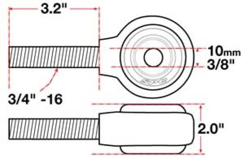 SPC Performance XAXIS Rod End Ball Joint - Side View