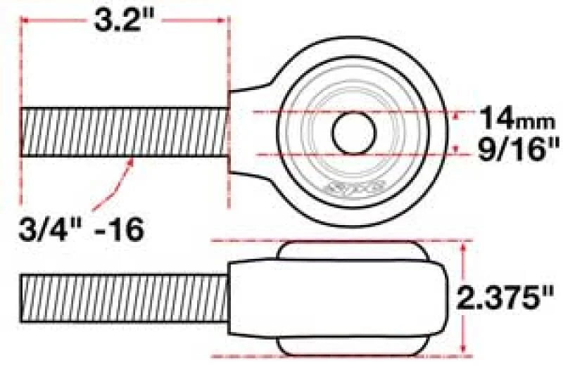 SPC Performance XAXIS Rod End Ball Joint - Side View