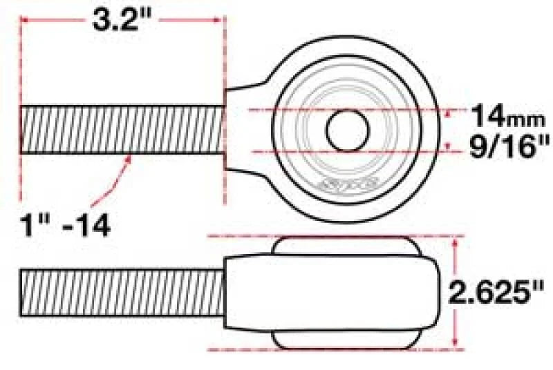 SPC Performance XAXIS Rod End Ball Joint - Side View