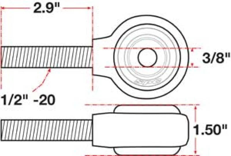 SPC Performance XAXIS Rod End Ball Joint - Side View