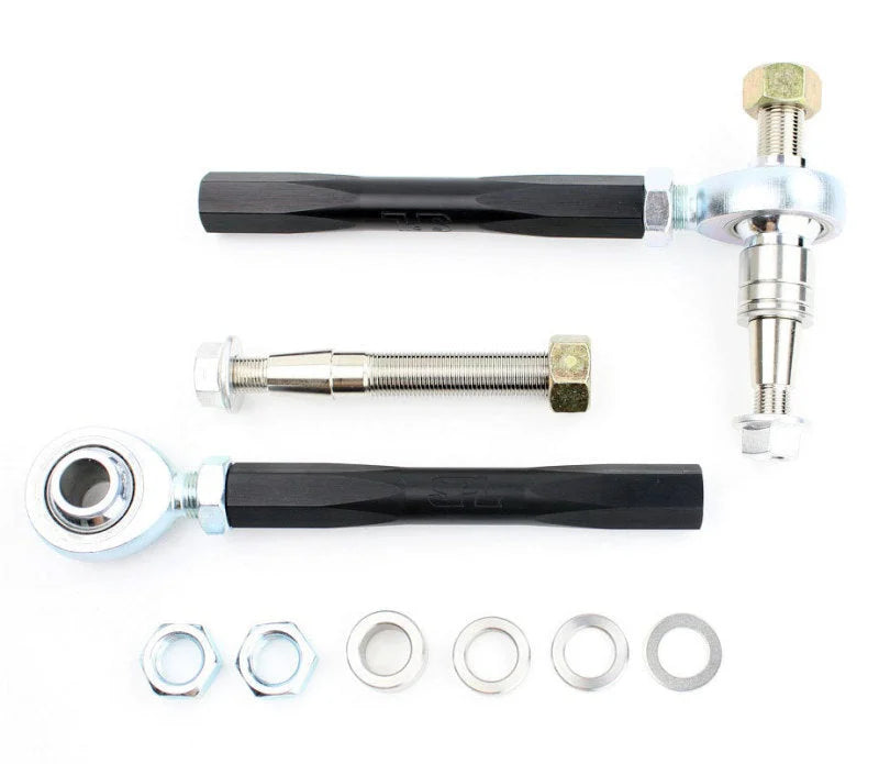 SPL Parts 2009+ Nissan 370Z Front Outer Tie Rod Ends Adjustable for Bumpsteer - Back View