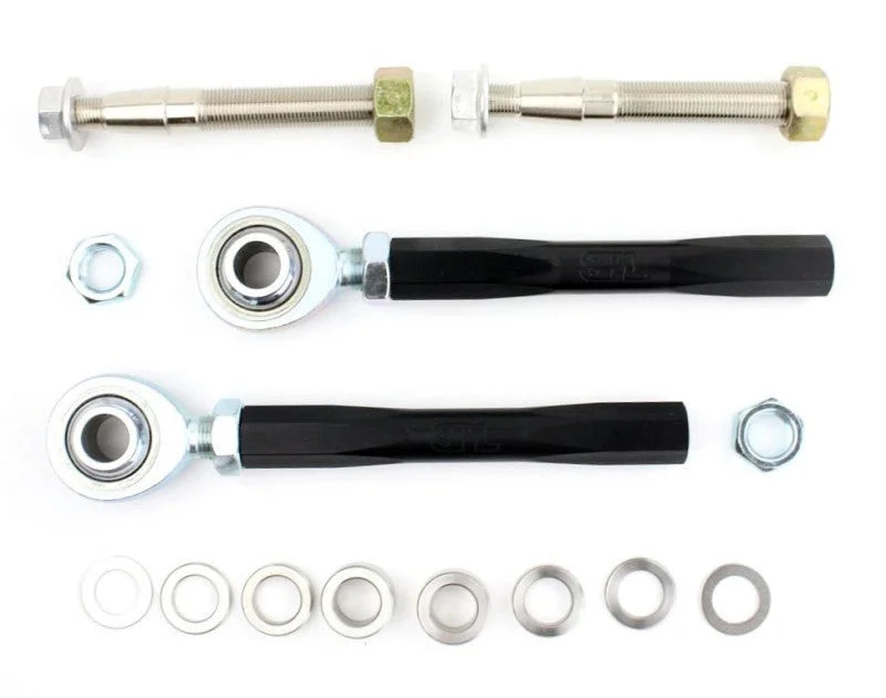 SPL Parts 2009+ Nissan 370Z Front Outer Tie Rod Ends Adjustable for Bumpsteer - Installation View