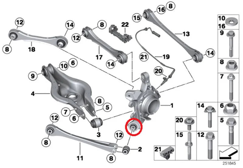 SPL Parts 2010+ BMW F2x 2 Series /  2011+ BMW F3 X 3 & 4 Series Rear Traction Arm Knuckle Bushing - Side View