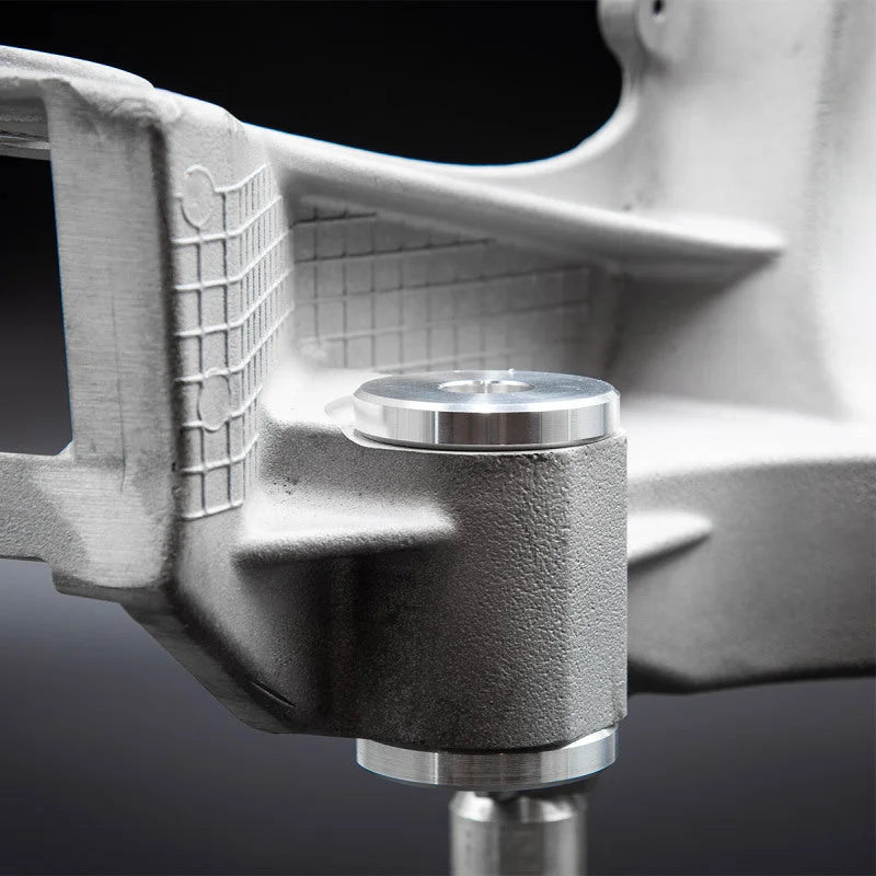 SPL Parts Porsche 996/997 6061-T6 Aluminum Solid Subframe Bushings Kit - Installation View