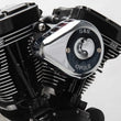 Load image into Gallery viewer, S&amp;S Cycle 01-15 Fuel-Injected Softail Models Stealth Air Cleaner Kit w/ Chrome Mini Teardrop Cover - Side View