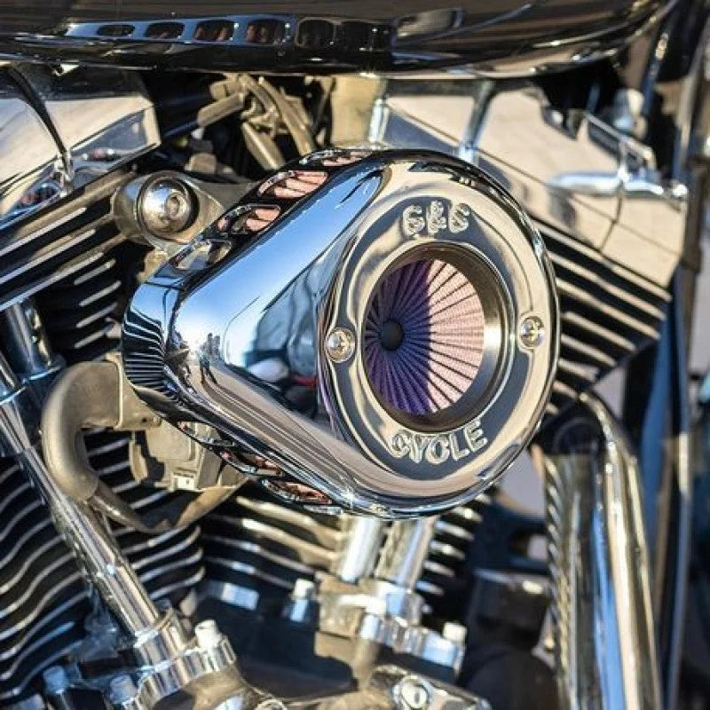 S&S Cycle 01-17 BT Stealth Air Stinger Kit w/ Chrome Teardrop - Side View