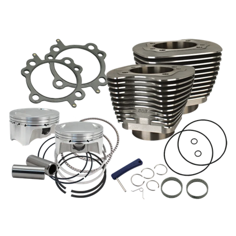 S&S Cycle 07-17 BT 107in Bolt-In Big Bore Kit - Wrinkle Black - Side View