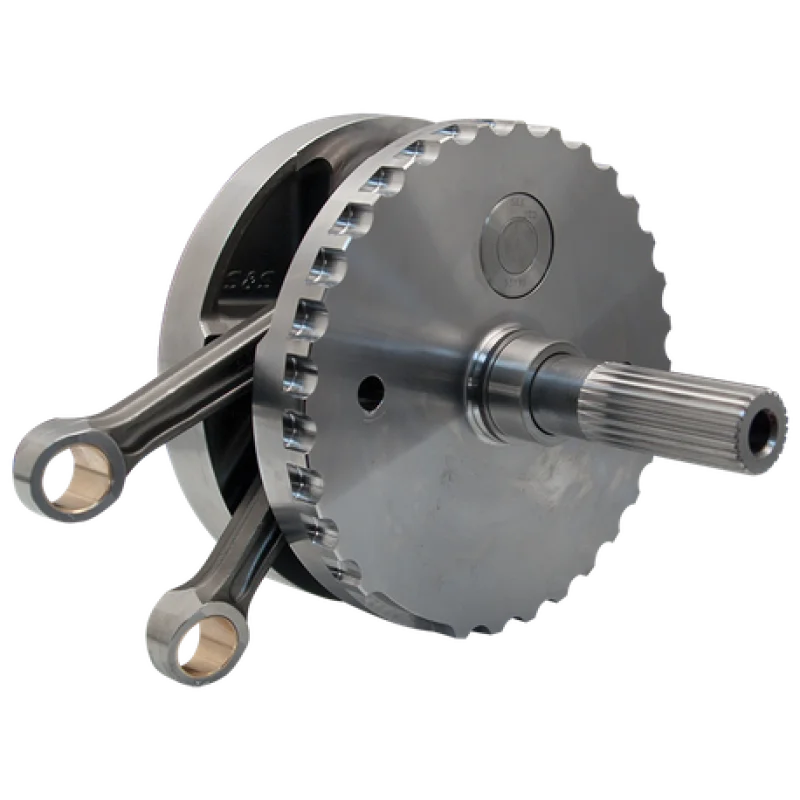 S&S Cycle 07-17 BT 4-3/8in Stroke Flywheel Assembly w/ Sprocket Shaft Bearing Race - Side View